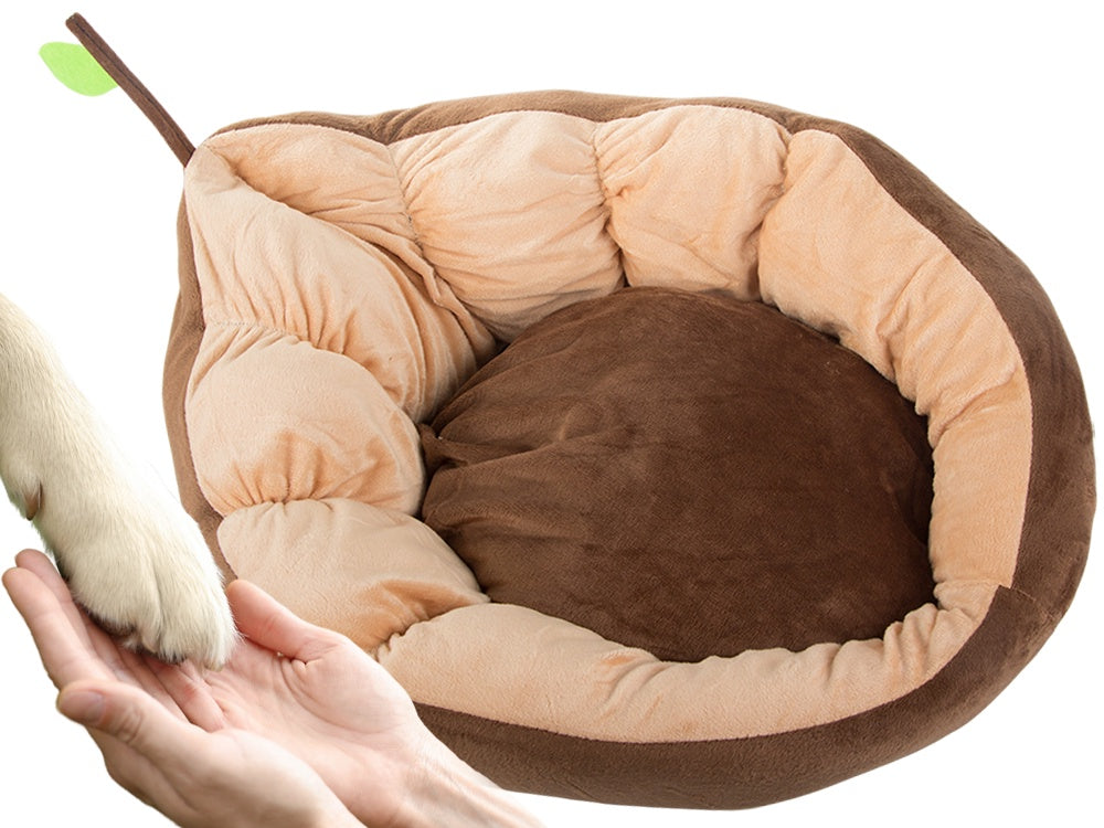 Hundbädd/kattbädd plysch bladform 52x45 cm med halkfri undersida