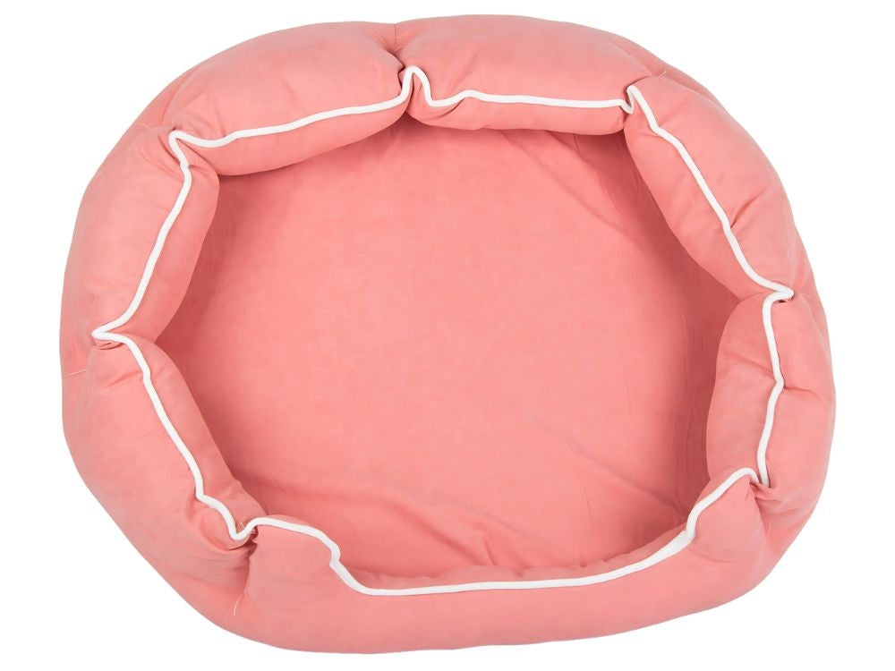 Hundbädd med kudde plysch rosa 60x70 cm med upphöjda kanter