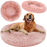 Hundbädd rund plysch 80x15 cm rosa halkfri undersida
