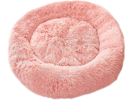 Hundbädd rund plysch 80x15 cm rosa halkfri undersida