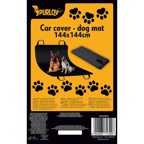 Hundbilmatta baksäte 144x144 cm vattentålig 600D Oxford svart