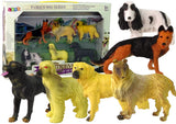 Hundfigurer i plast 6-pack (Schäfer, Collie, Golden, Spaniel m.fl.)