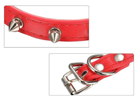 Hundhalsband med nitar ekologiskt läder 58x2,7 cm, justerbart