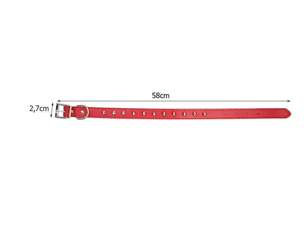 Hundhalsband med nitar ekologiskt läder 58x2,7 cm, justerbart