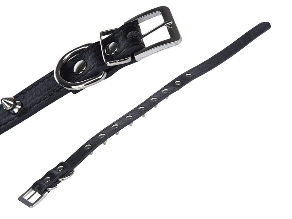 Hundhalsband med nitar ekologiskt läder 58x2,7 cm, justerbart