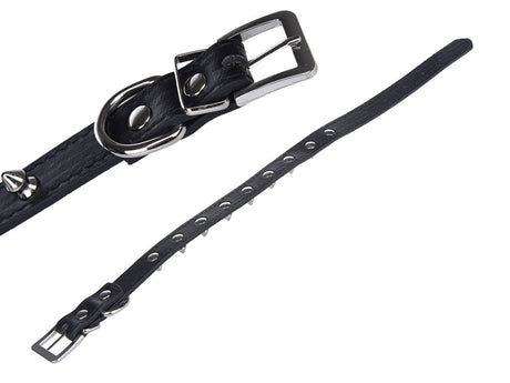 Hundhalsband med nitar ekologiskt läder 58x2,7 cm, justerbart