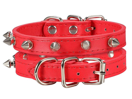 Hundhalsband med nitar ekologiskt läder 58x2,7 cm, justerbart