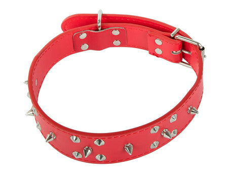 Hundhalsband med nitar ekologiskt läder XL 43–53 cm slumpfärg