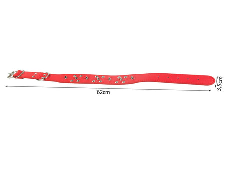 Hundhalsband med nitar ekologiskt läder XL 43–53 cm slumpfärg