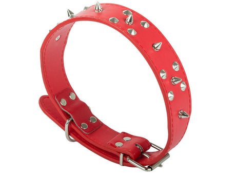 Hundhalsband med nitar ekologiskt läder XL 43–53 cm slumpfärg