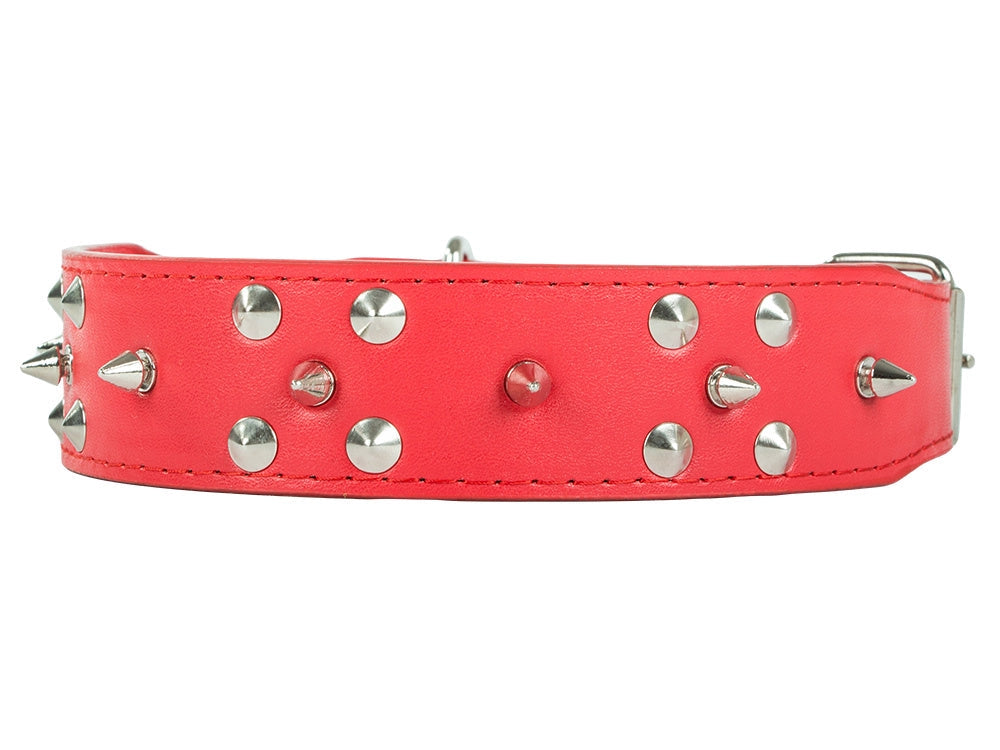 Hundhalsband med nitar ekologiskt läder XL 43–53 cm slumpfärg