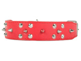Hundhalsband med nitar ekologiskt läder XL 43–53 cm slumpfärg