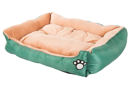 Hund- och kattbädd L 67x57x15 cm plysch grön halkfri botten