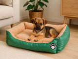 Hund- och kattbädd L 67x57x15 cm plysch grön halkfri botten
