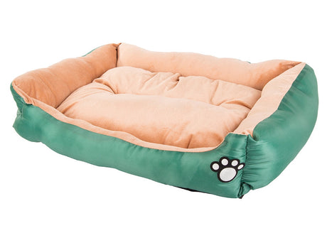 Hund- och kattbädd L 67x57x15 cm plysch grön halkfri botten