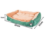 Hund- och kattbädd L 67x57x15 cm plysch grön halkfri botten