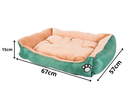 Hund- och kattbädd L 67x57x15 cm plysch grön halkfri botten