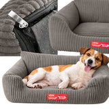 Hund- och kattbädd M 60x45 cm ribbad manchester beige halkfri