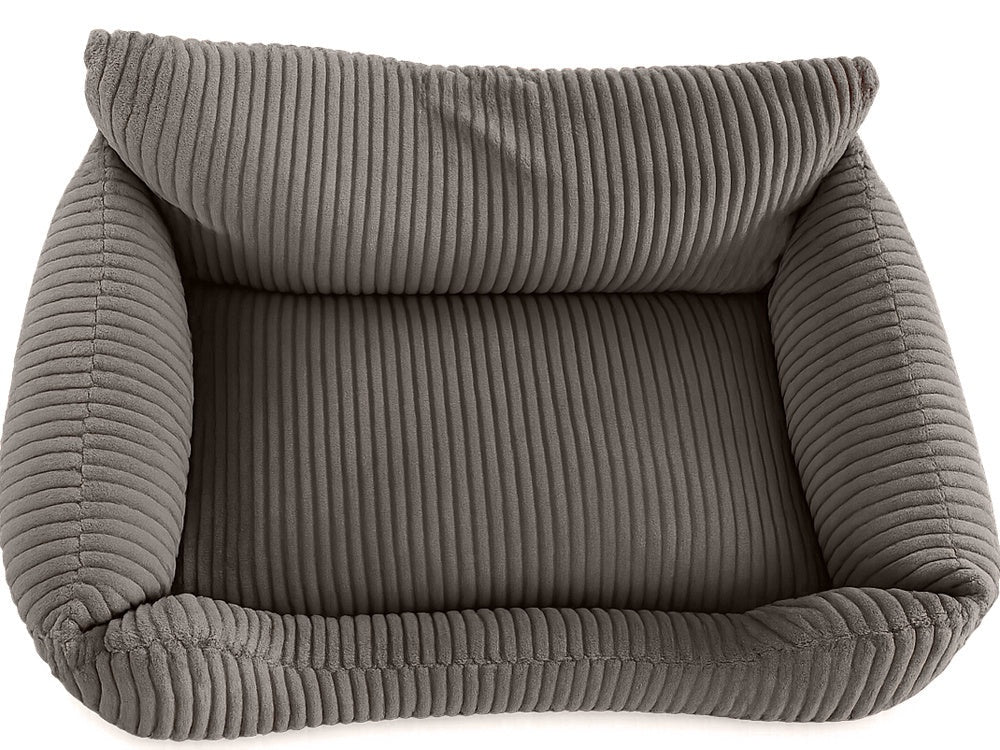 Hund- och kattbädd M 60x45 cm ribbad manchester beige halkfri