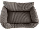 Hund- och kattbädd M 60x45 cm ribbad manchester beige halkfri