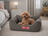 Hund- och kattbädd S 45x35 cm ribbad corduroy beige halksäker