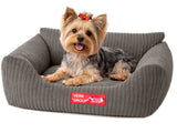 Hund- och kattbädd S 45x35 cm ribbad corduroy beige halksäker