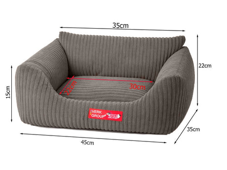 Hund- och kattbädd S 45x35 cm ribbad corduroy beige halksäker