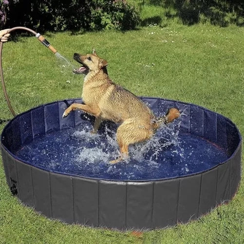 Hundpool fällbar 120x30 cm 300 l med avloppsventil halkfri botten