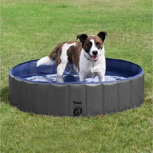 Hundpool fällbar 120x30 cm 300 l med avloppsventil halkfri botten