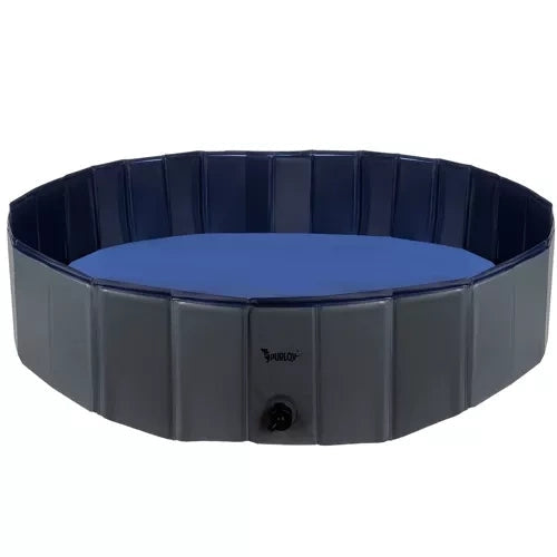 Hundpool fällbar 120x30 cm 300 l med avloppsventil halkfri botten