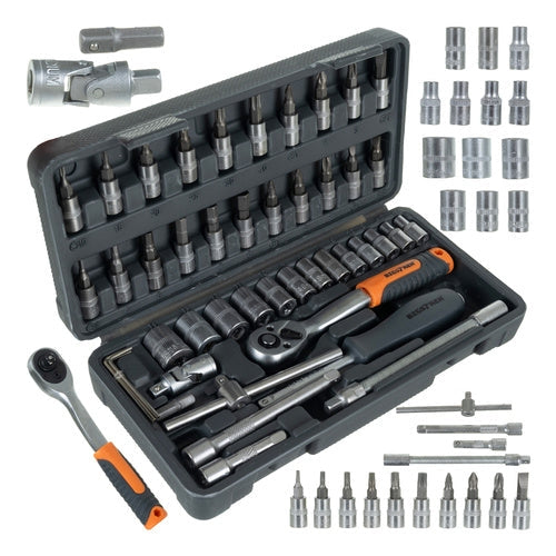 Hylsnyckelsats 46 delar 1/4" med spärrnyckel bits och väska