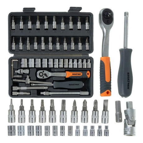 Hylsnyckelsats 46 delar 1/4" med spärrnyckel bits och väska
