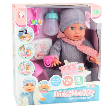 Interaktiv babydocka 35 cm med kissfunktion, potta, napp och flaska