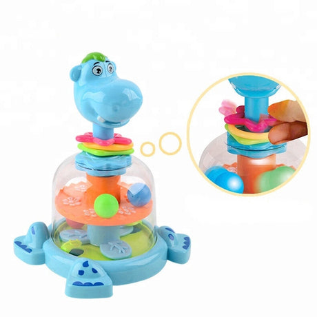 Interaktiv hippo-leksak med snurrhjul och bollar, 12+ mån