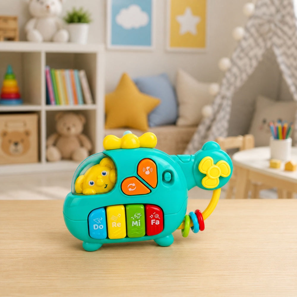 Interaktiv leksakshelikopter med piano, ljud & melodier 17,5 cm
