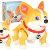 Interaktiv leksakshund Corgi som går med ljus och musik 3+ 20 cm