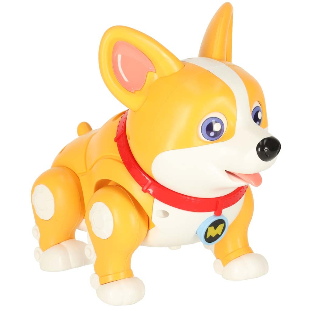 Interaktiv leksakshund Corgi som går med ljus och musik 3+ 20 cm