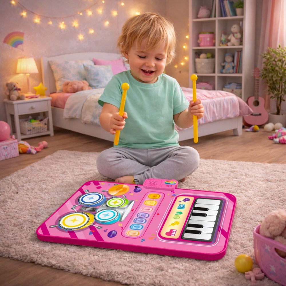 Interaktiv musikkmatta piano & trummor 80x50 cm, 33 ljud