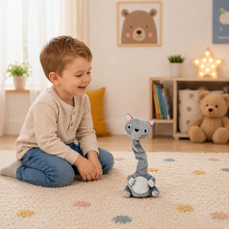 Interaktiv plyschkatt 31 cm med musik, ljud och upprepningsfunktion