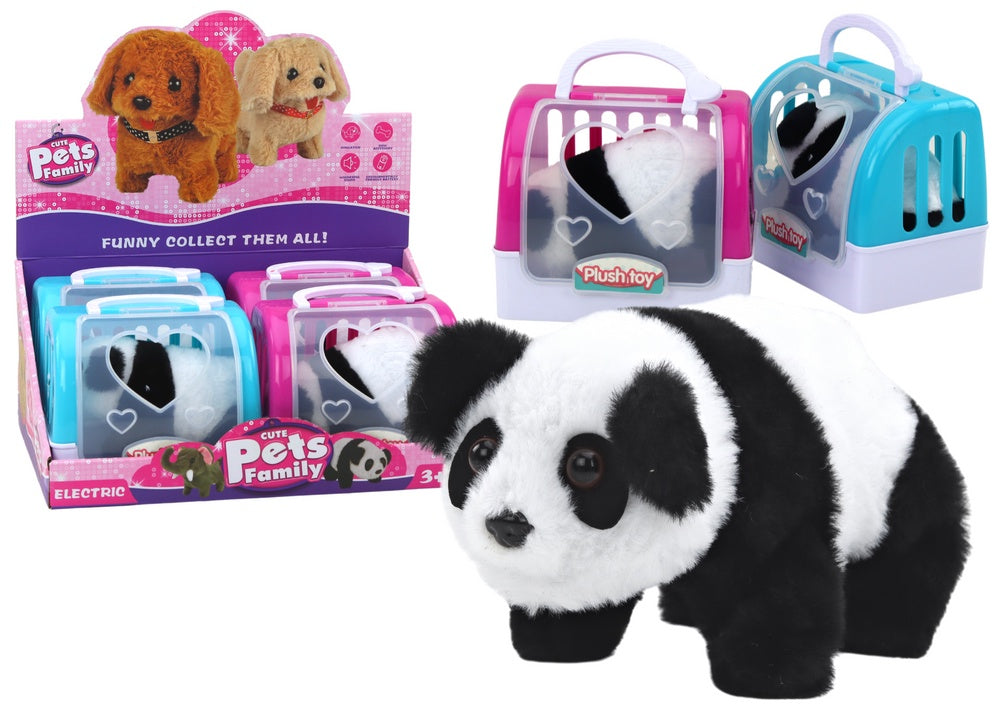 Interaktiv plyschpanda 18 cm med transportväska, batteridriven (2xAA)