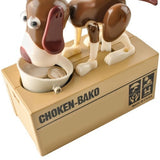 Interaktiv spargris hund som äter mynt, batteridriven brun 6+