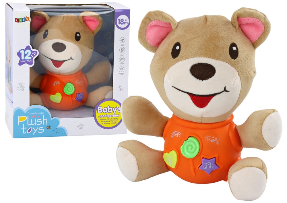Interaktiv teddybjörn 23 cm med ljud, melodier och engelska ramsor