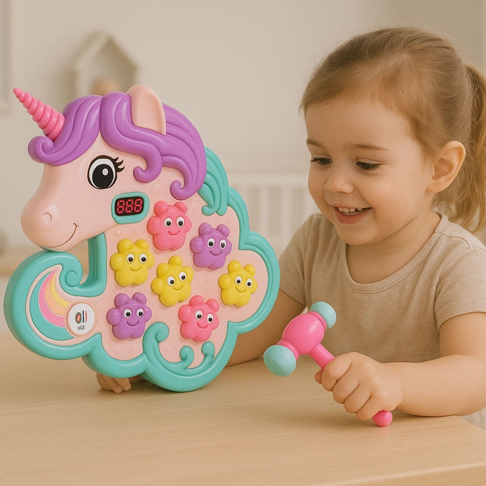 Interaktivt hammarspelet unicorn med ljus/ljud och poängdisplay