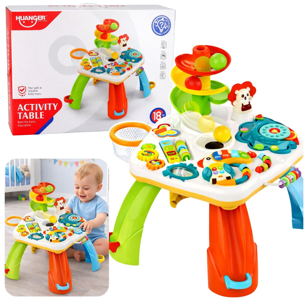 Interaktivt lärande bord med piano, bollrutschkana och abacus 3 bollar