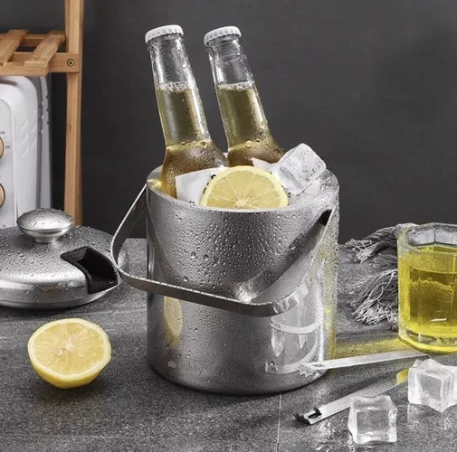 Iskylare i rostfritt stål 1,3 l med lock, tång, sil och barsked