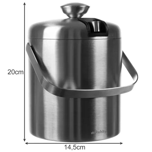 Iskylare i rostfritt stål 1,3 l med lock, tång, sil och barsked