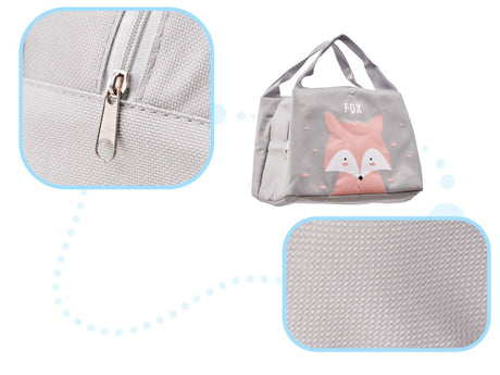 Isolerad lunchväska för snacks i polyester, rävmotiv 21,5x14,5x15,5 cm