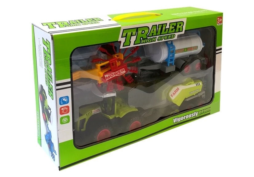 Jordbruksfordon leksaksset med traktor och släp 4 delar