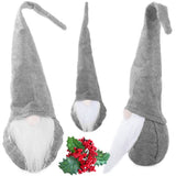 Juldekoration jultomte grå 30 cm filt/plast med böjbar luva