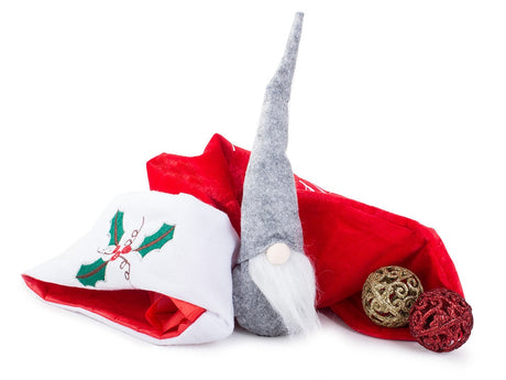 Juldekoration jultomte grå 30 cm filt/plast med böjbar luva